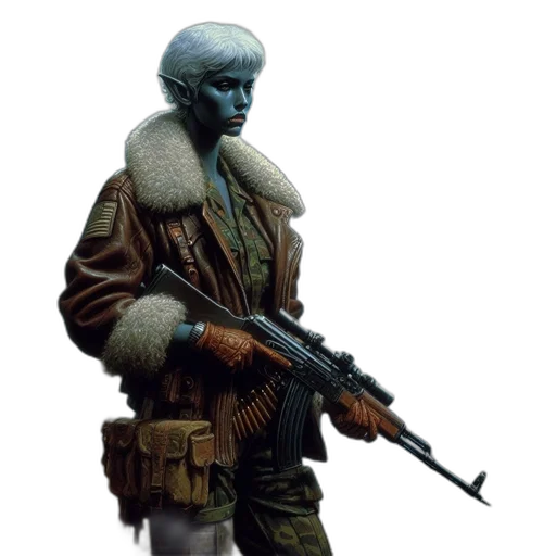 jacket, weapon, staff, creature transparent PNG cut-out
