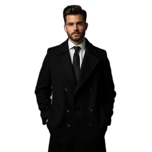 jacket, staff, photorealistic, dark transparent PNG cut-out