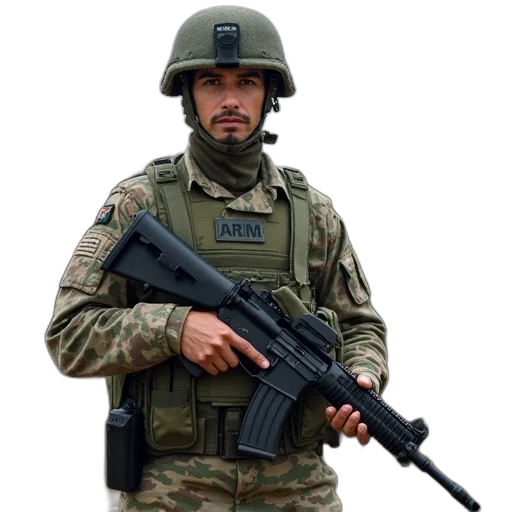 weapon, staff, jacket, face transparent PNG cut-out