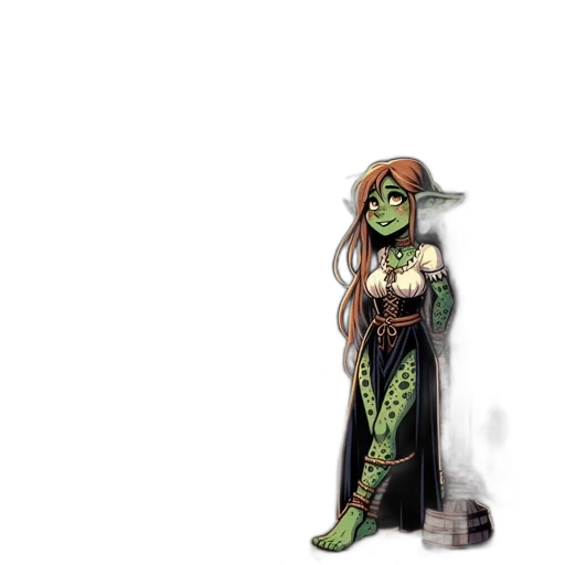 dress, staff, creature, robot transparent PNG cut-out