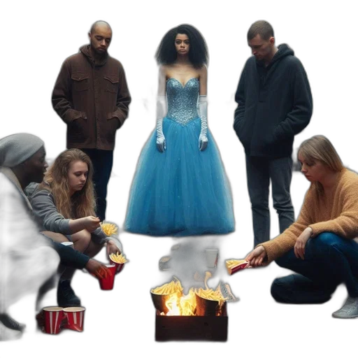 dress, crown, concept art, fire transparent PNG cut-out