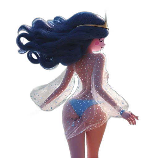 dress, hair, 3d render, concept art transparent PNG cut-out