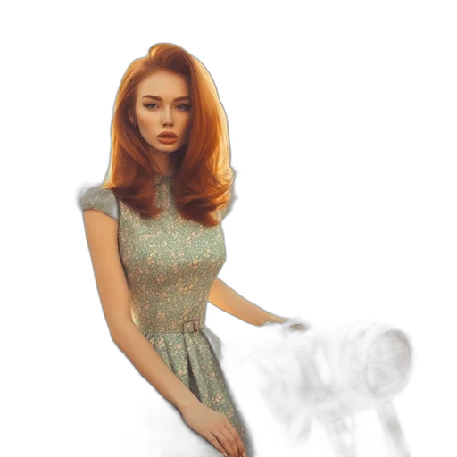 dress, hair, creature, photorealistic transparent PNG cut-out