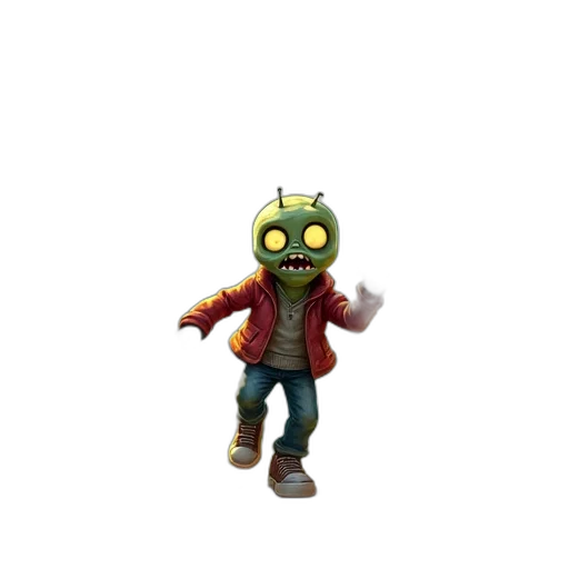 creature, mask, jacket, staff transparent PNG cut-out