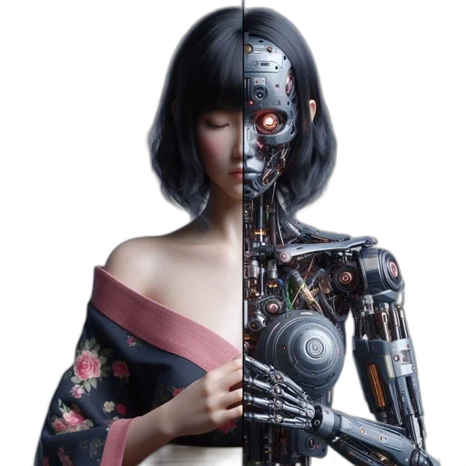 robot, dress, weapon, face transparent PNG cut-out