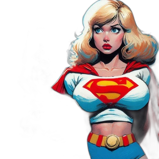 comic book art, concept art, batman, supergirl transparent PNG cut-out