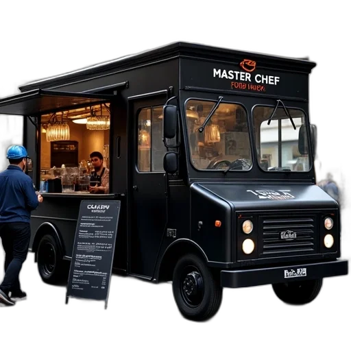 food, black, truck, words transparent PNG cut-out