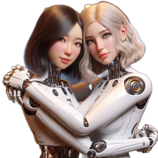 robot, concept art, 3d render, cyberpunk transparent PNG cut-out