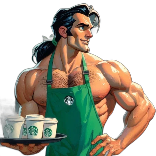 food, staff, comic book art, photorealistic transparent PNG cut-out
