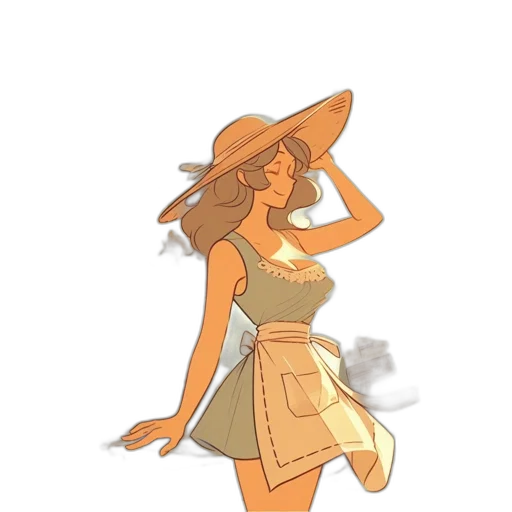 dress, hat, staff, concept art transparent PNG cut-out