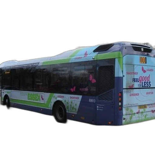 3d render, blue, green, bus transparent PNG cut-out