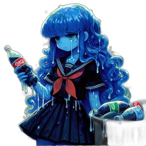 staff, bottle, robot, hair transparent PNG cut-out