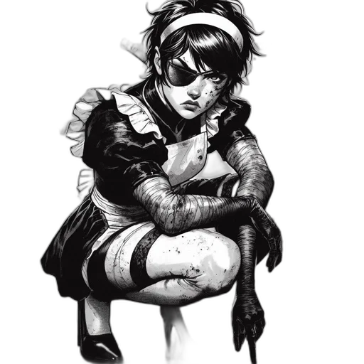 jacket, dress, weapon, comic book art transparent PNG cut-out