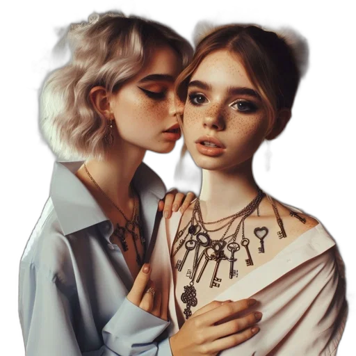 jewelry, dress, face, photorealistic transparent PNG cut-out