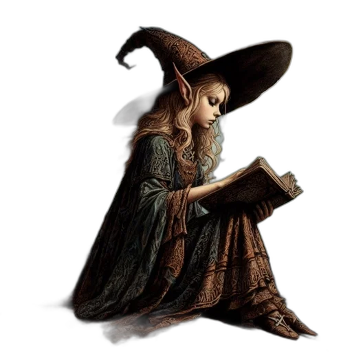 dress, hat, staff, dragon transparent PNG cut-out