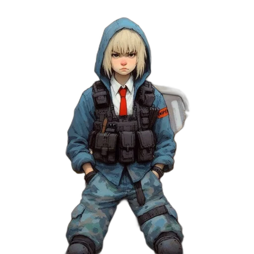 jacket, weapon, concept art, 3d render transparent PNG cut-out