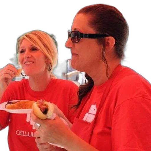staff, two, women, red transparent PNG cut-out