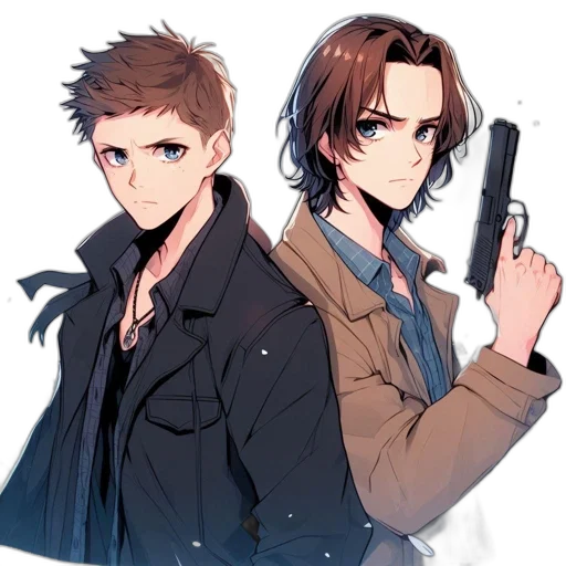 weapon, jacket, staff, anime transparent PNG cut-out