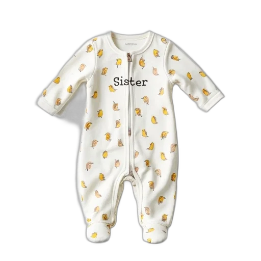 white, onesie, sister, graphic transparent PNG cut-out
