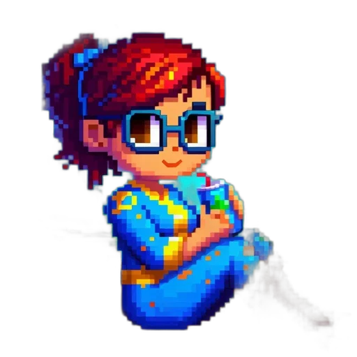 staff, jacket, robot, pixel art transparent PNG cut-out
