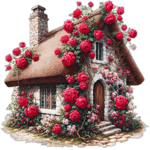 building, flower, photorealistic, 3d render transparent PNG cut-out