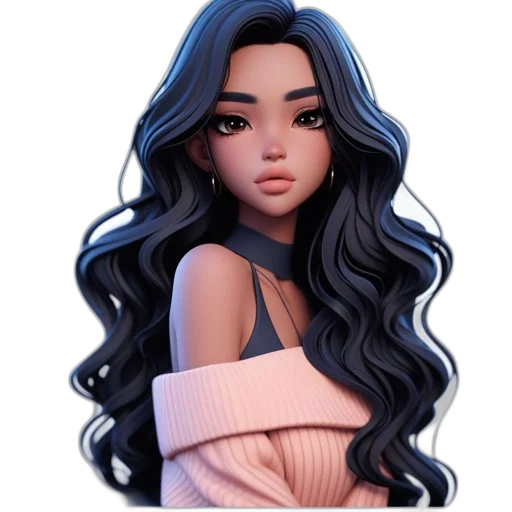 hair, dress, jewelry, 3d render transparent PNG cut-out