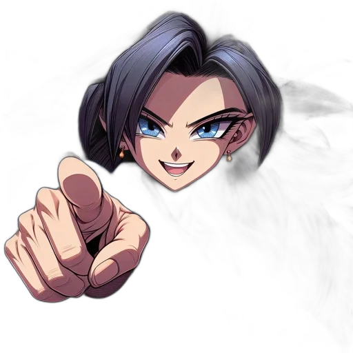 face, hair, staff, weapon transparent PNG cut-out