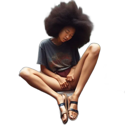 hair, shoes, dress, face transparent PNG cut-out