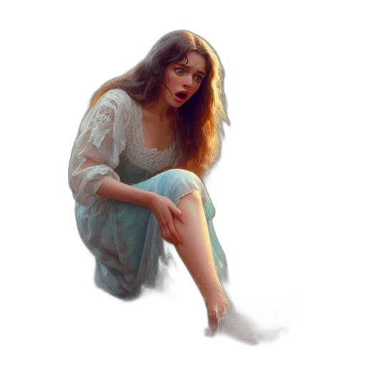dress, face, creature, oil painting transparent PNG cut-out