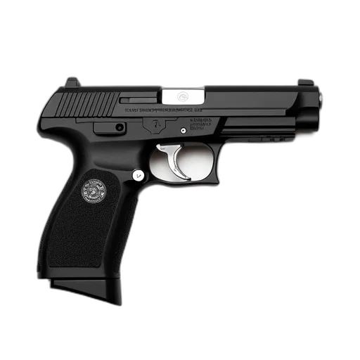 weapon, black, handgun, silver transparent PNG cut-out