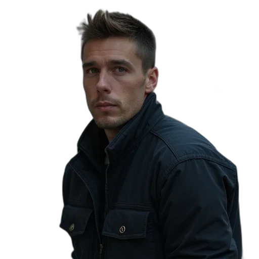 jacket, staff, face, hair transparent PNG cut-out