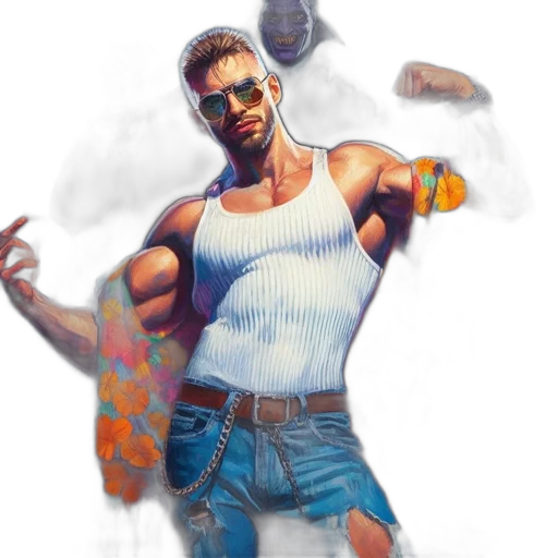 jacket, weapon, concept art, cyberpunk transparent PNG cut-out