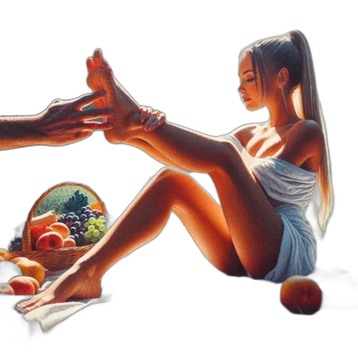 food, shoes, photorealistic, oil painting transparent PNG cut-out