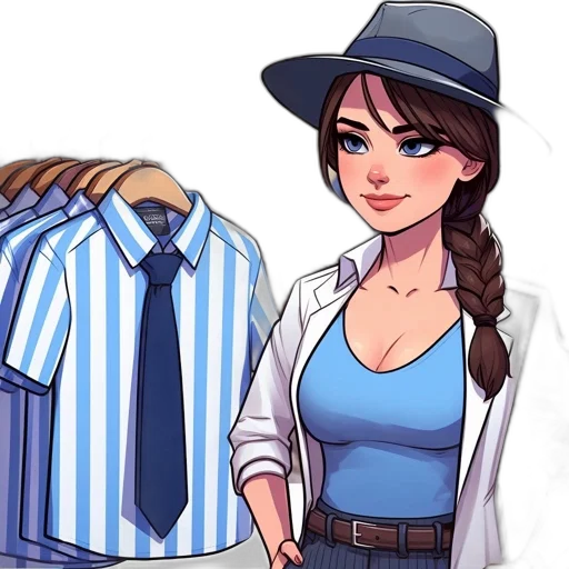 dress, jacket, hat, staff transparent PNG cut-out