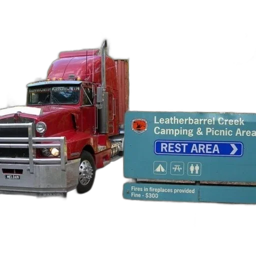 red, truck, parked, next transparent PNG cut-out