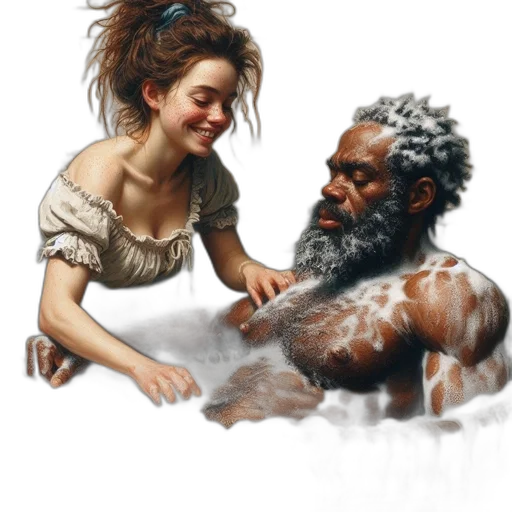 hair, face, concept art, oil painting transparent PNG cut-out