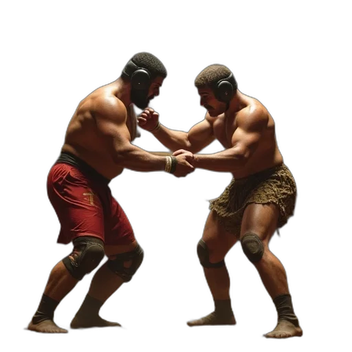 concept art, photorealistic, 3d render, wrestlers transparent PNG cut-out