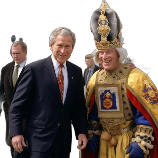 crown, jacket, staff, face transparent PNG cut-out