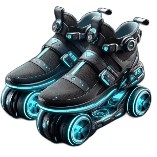 shoes, robot, cyberpunk, 3d render transparent PNG cut-out