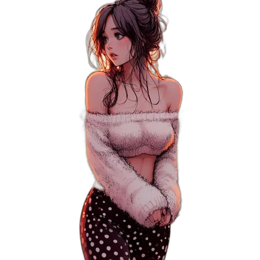 dress, jacket, creature, staff transparent PNG cut-out