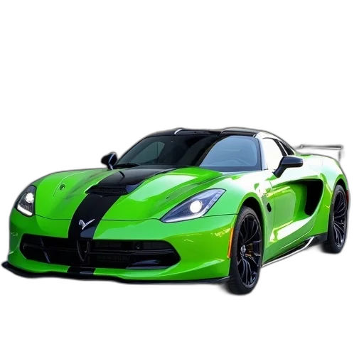 car, 3d render, photorealistic, green transparent PNG cut-out