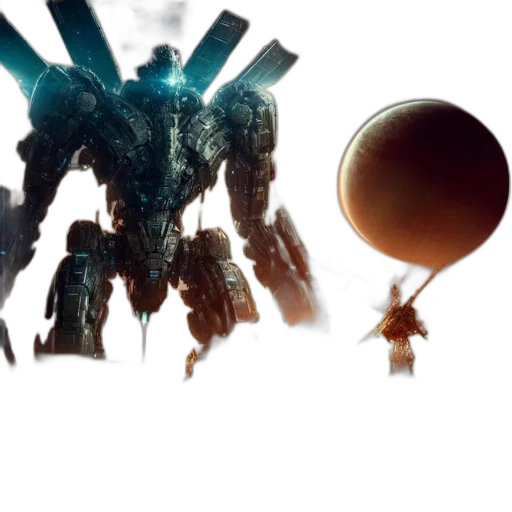 robot, weapon, concept art, 3d render transparent PNG cut-out