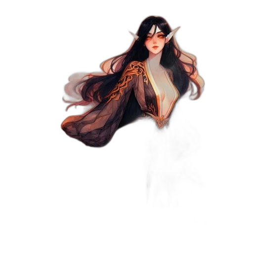dress, dragon, hair, creature transparent PNG cut-out