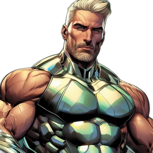 comic book art, concept art, muscular, man transparent PNG cut-out