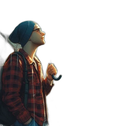 jacket, hat, watercolor, photorealistic transparent PNG cut-out