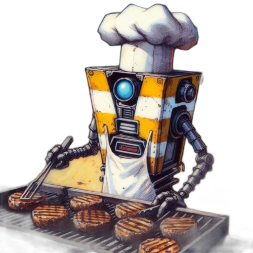 robot, food, concept art, pixel art transparent PNG cut-out