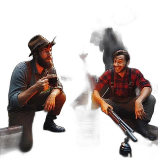 bottle, hat, staff, weapon transparent PNG cut-out