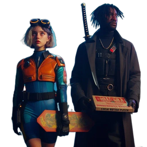 jacket, cyberpunk, concept art, outer space transparent PNG cut-out