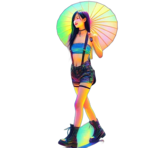 umbrella, dress, hat, staff transparent PNG cut-out