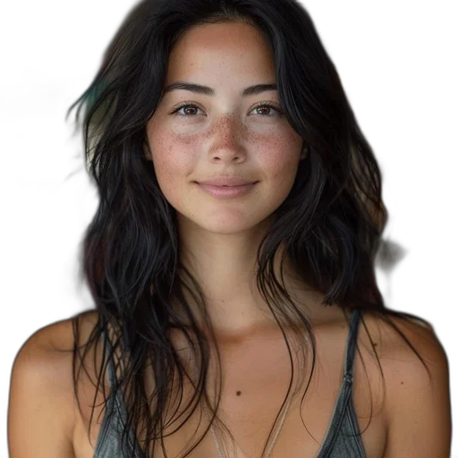 face, hair, jewelry, staff transparent PNG cut-out